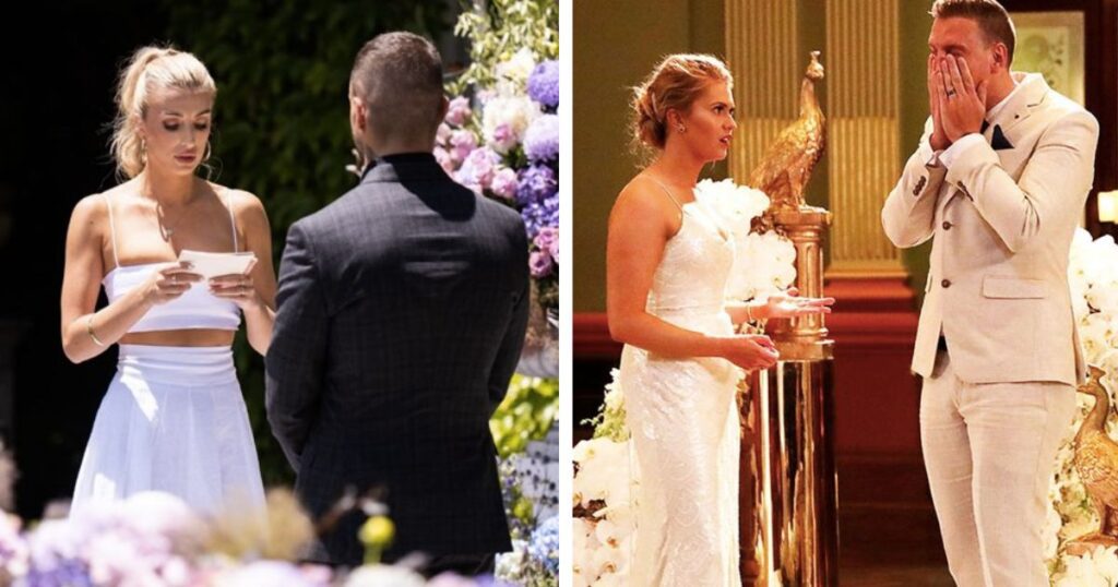Brent and Tamara and Georgia and Liam during their final vows on MAFS Australia