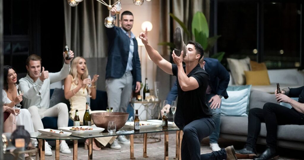 Al Perkins doing a shoey on MAFS Australia