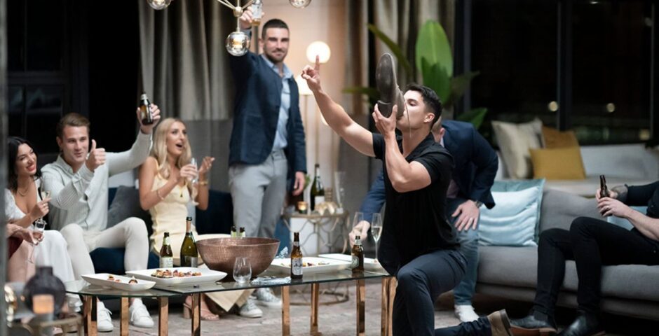 Al Perkins doing a shoey on MAFS Australia