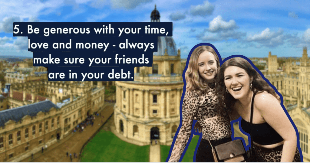 Oxford University with overlay of text and photo