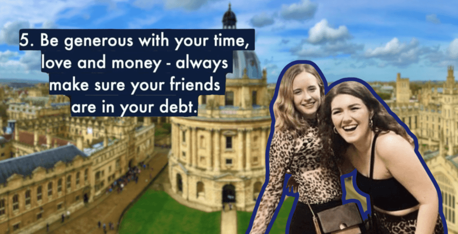 Oxford University with overlay of text and photo