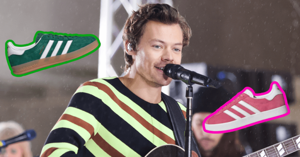 Harry Styles with Adidas 'Satelite Stomper' trainers
