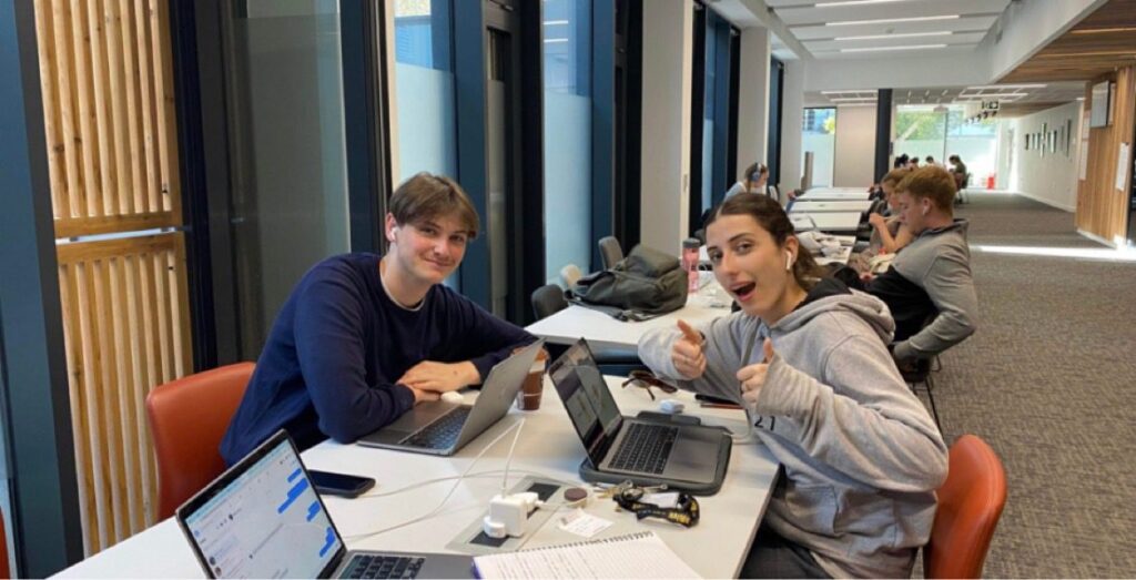 Two students studying