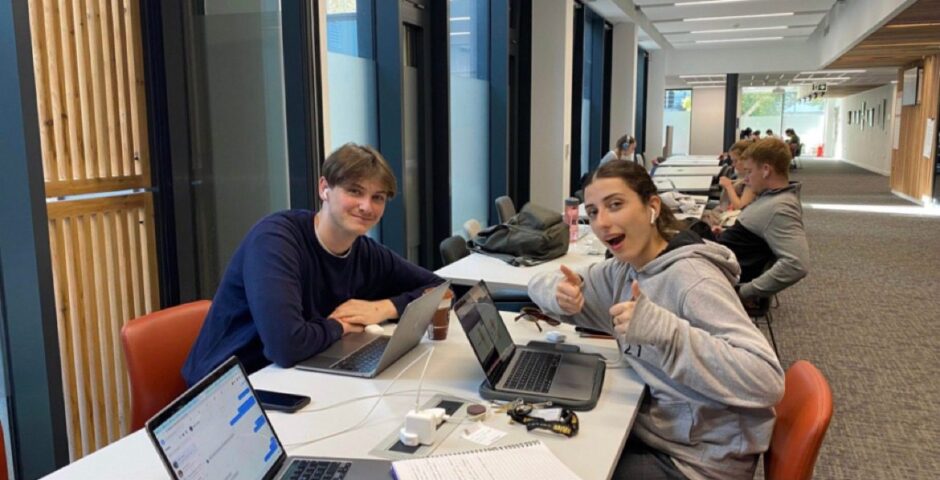 Two students studying