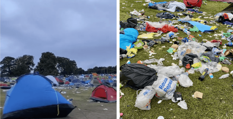 Rubbish left after bank holiday weekend festivals