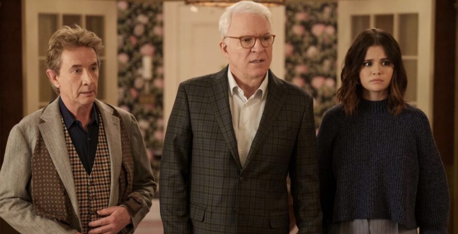 Steve Martin, Martin Short, and Selena Gomez looking confused in Only Murders in the Building in an article about
