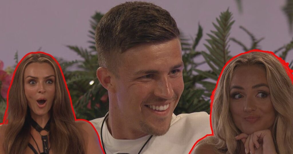 A photo of Mitch on Love Island smiling with a white t-shirt on as the cover image for an article about Mitch Love Island podcast