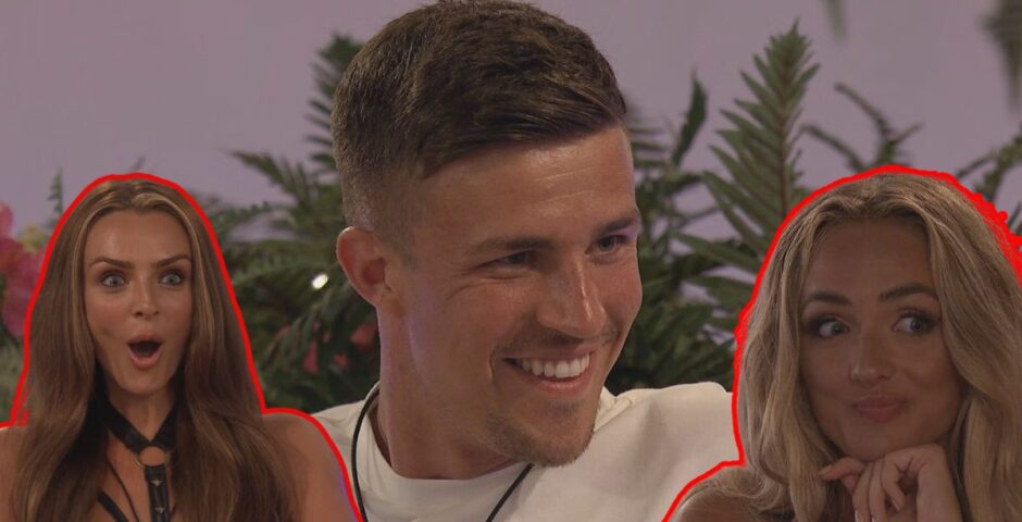 A photo of Mitch on Love Island smiling with a white t-shirt on as the cover image for an article about Mitch Love Island podcast