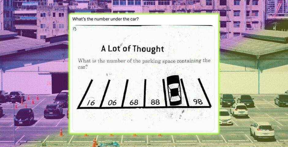 Daily puzzle riddle of what number space a car in a park is parked under