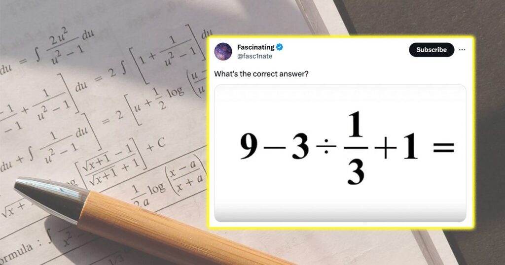 9-3÷1/3+1 viral maths question and answer