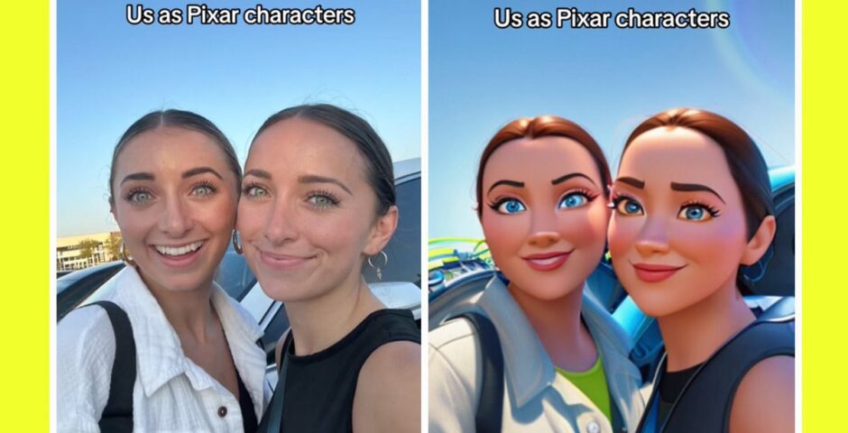 AI Disney Pixar cartoon filter on TikTok