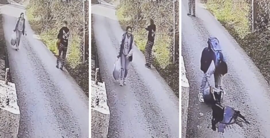 TikTok which people claim shows two crimes caught on CCTV camera at the same time