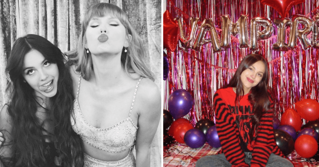 Olivia Rodrigo and Taylor Swift pictured before their feud