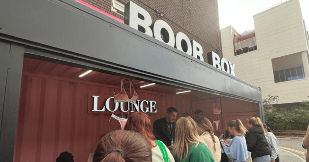 Lounge Boob Box visting Cardiff University in 2022