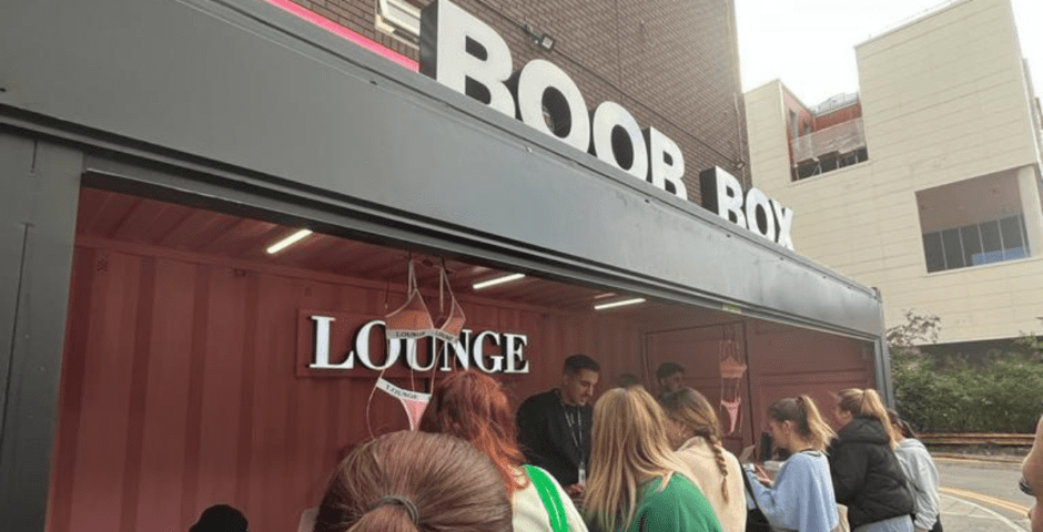 Lounge Boob Box visting Cardiff University in 2022