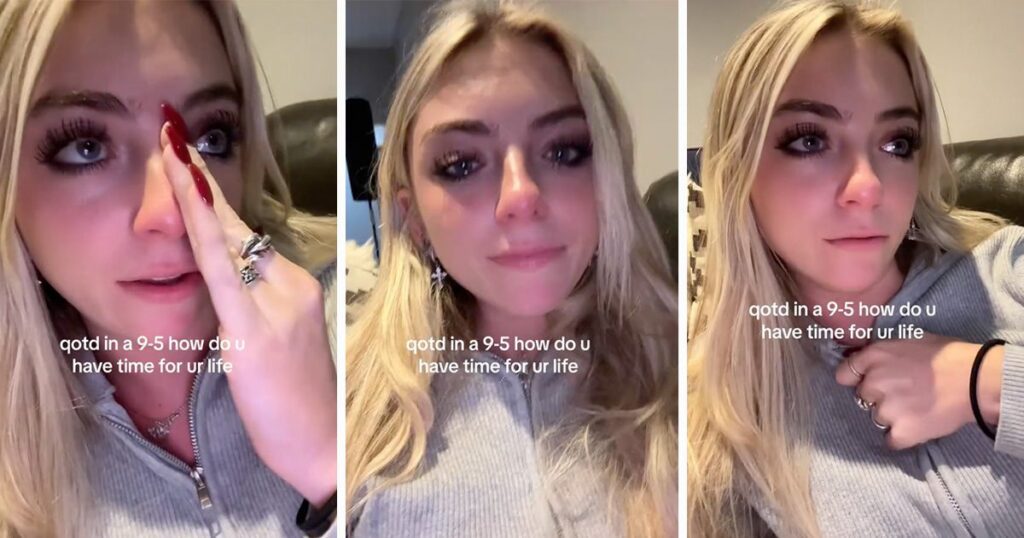 Grad cries about 9 to 5 work schedule on TikTok
