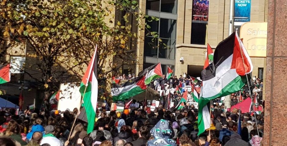 Join the demonstration in solidarity with Palestine 🇵🇸 on campus this Tuesday, 12pm at the university main gates. @glasgowstopwar urges all students and societies to attend - see you there! pic.twitter.com/mykegVQMFr&mdash; Glasgow Stop the War (@GlasgowStopWar) October 15, 2023