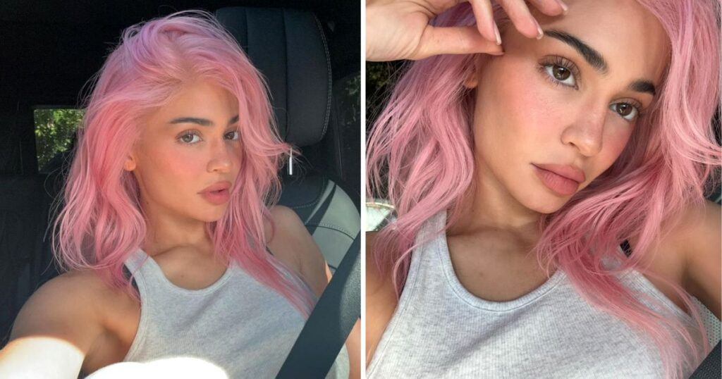 King Kylie Jenner Kardashian pink hair