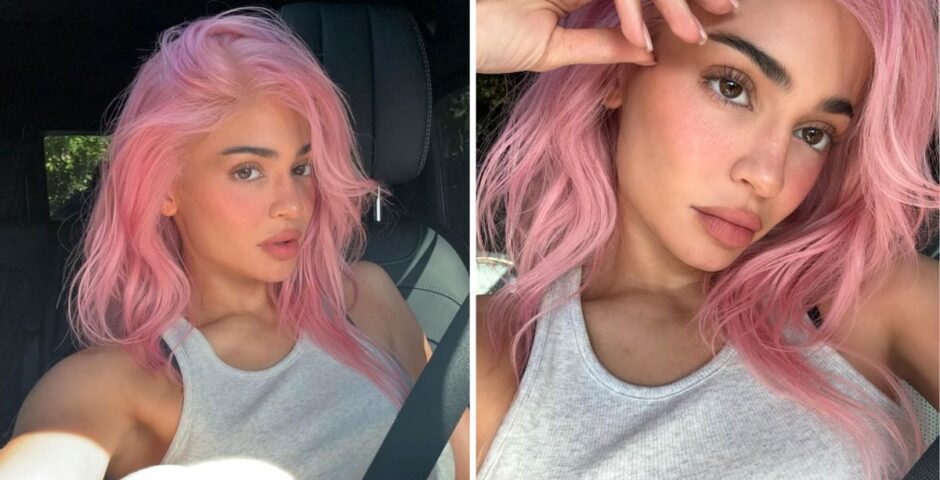 King Kylie Jenner Kardashian pink hair