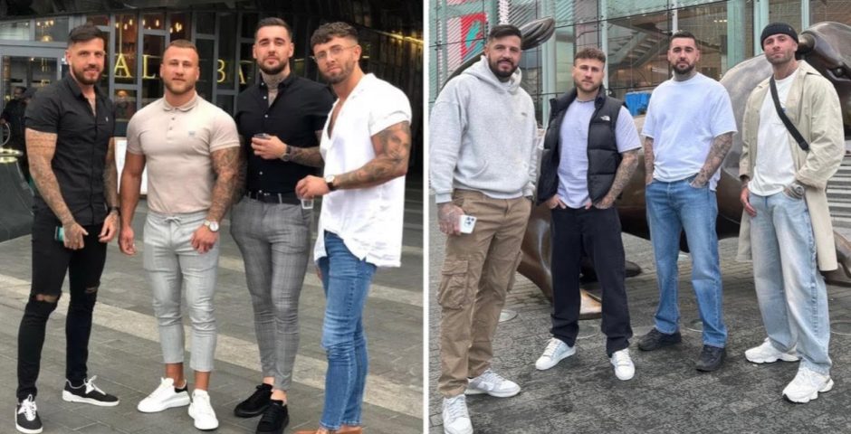 Four lads in jeans
