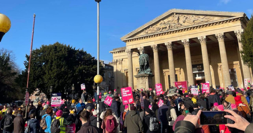 Pickets from UCU Bristol union, same group wanted to stop staff-student relationships
