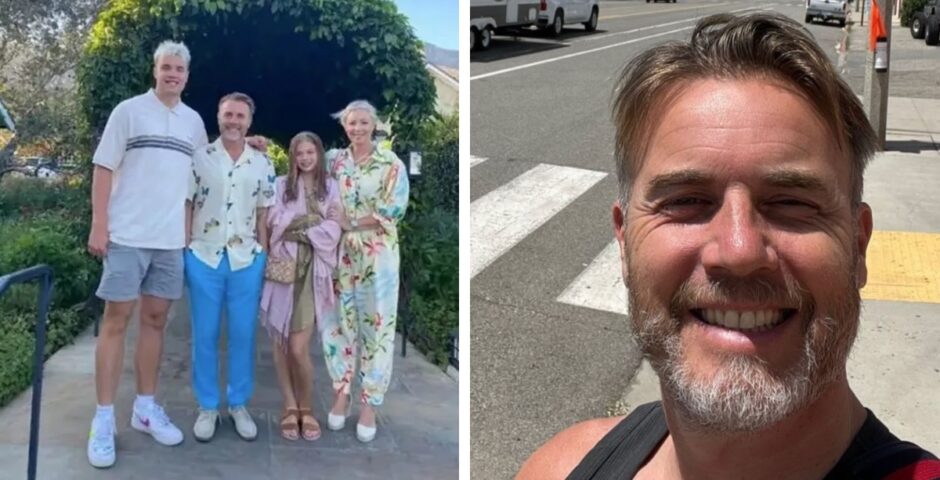 Gary Barlow's tall son and Gary Barlow selfie in USA