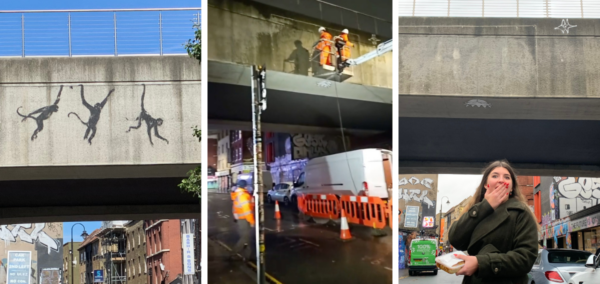 banksy brick lane london removed three monkeys