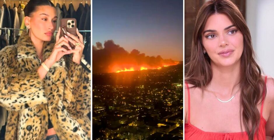 kendall jenner hailey bieber los angeles la fires sushi