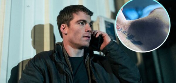 the night agent peter sutherland gabriel basso neck tattoo neck scar netflix