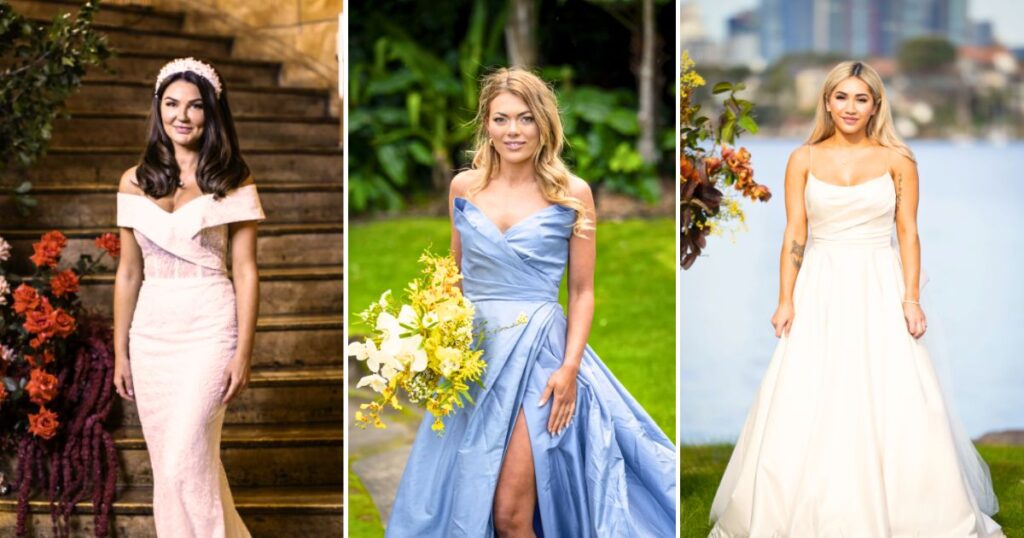 mafs married at first sight australia 2025 wedding dresses lauren jacqui awhina