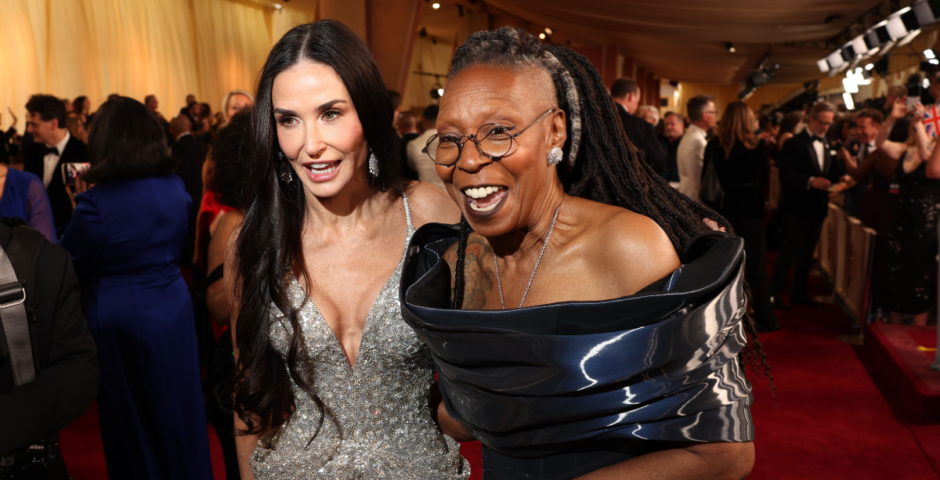 demi moore whoopi goldberg oscars 2025 lipreader red carpet