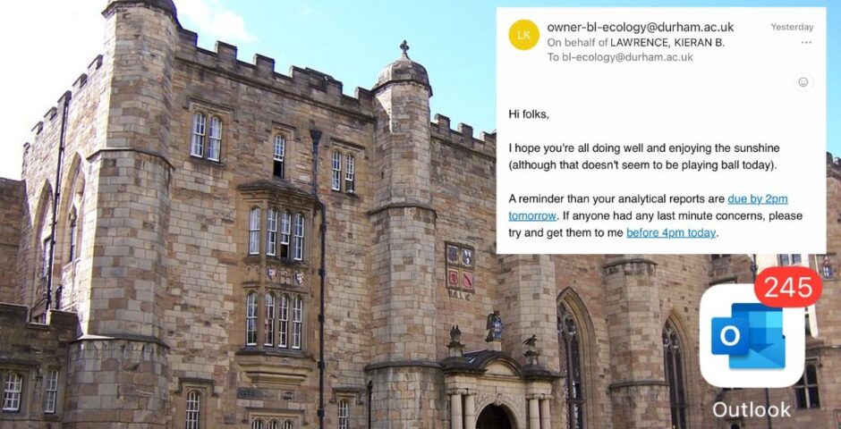 durham university russell group uni email chain