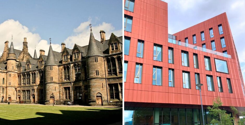 universty of glasgow looking old and university of warwick looking new