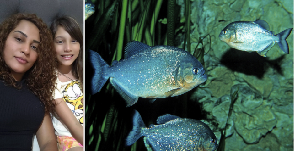 Piranha and girl attacked