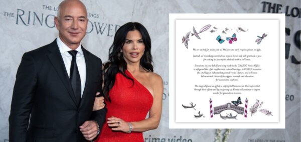 jeff bezos and lauren sanchez and the leaked part of their wedding invite