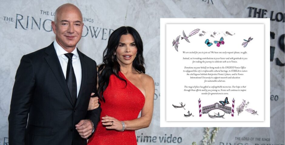 jeff bezos and lauren sanchez and the leaked part of their wedding invite