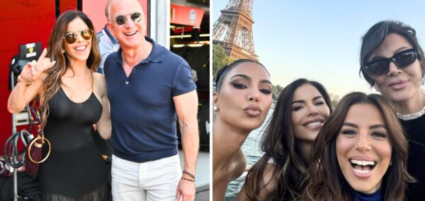 lauren sánchez and jeff bezos in monac. also lauren and assorted kardashians in paris