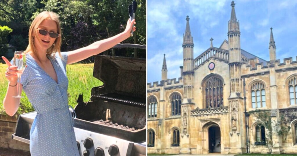 the university of cambridge, an objectively privileged russell group uni. plus a blonde girl who hopefully won't mind her pic being used
