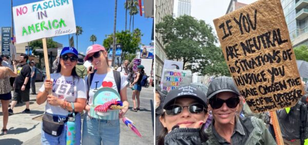 The celebs Anna Kendrick and Gracie Abrams at No Kings protests