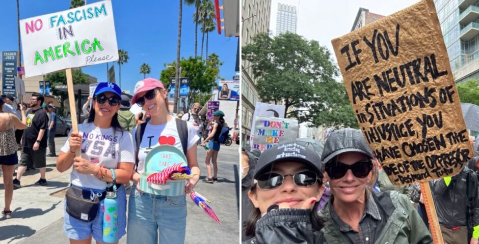 The celebs Anna Kendrick and Gracie Abrams at No Kings protests