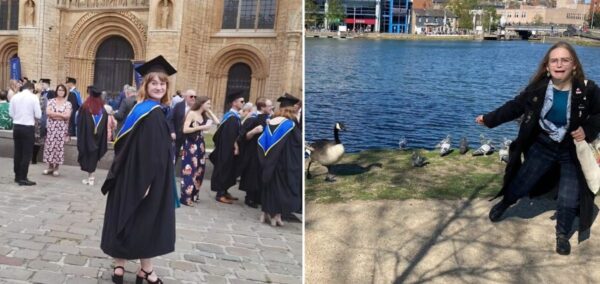 students at the universtity of lincoln. and some geese