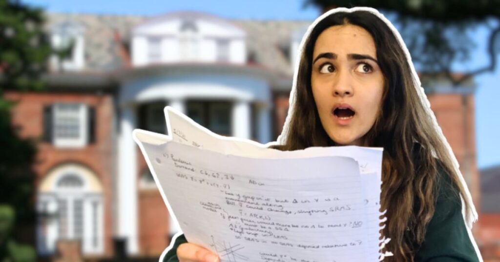 a very artistic representation of a student looking at an a-level exam and worrying about grade boundaries