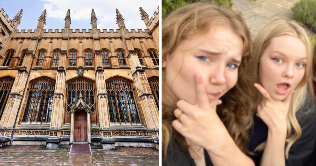 the university of oxford and some uk uni students looking shocked