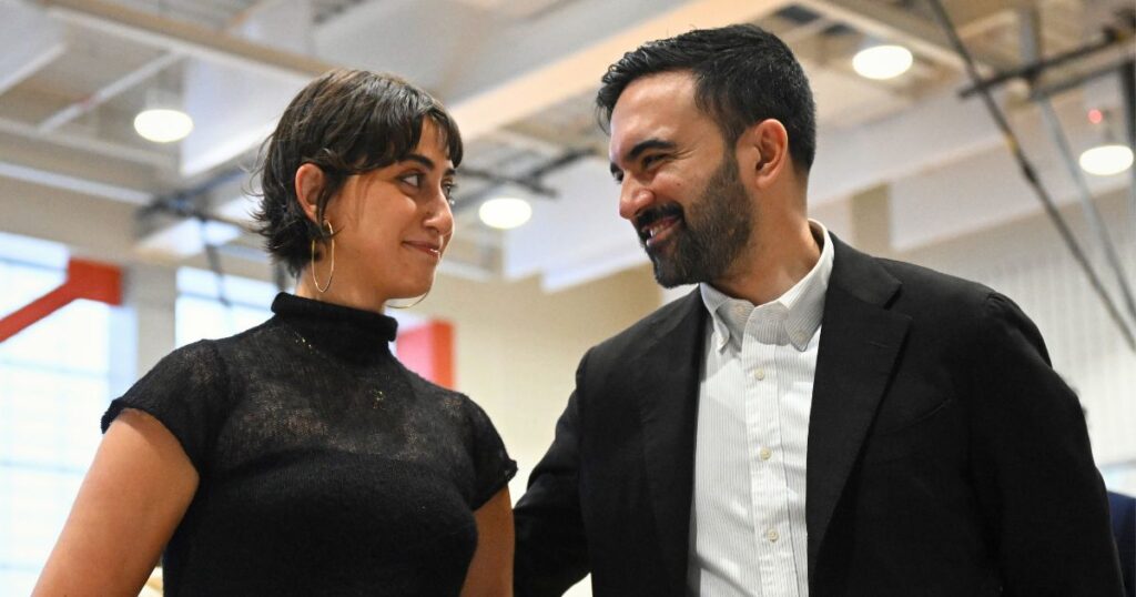 Zohran Mamdani and his wife Rama Duwaji cast their vote in the election