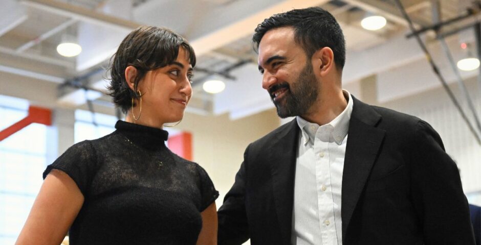 Zohran Mamdani and his wife Rama Duwaji cast their vote in the election