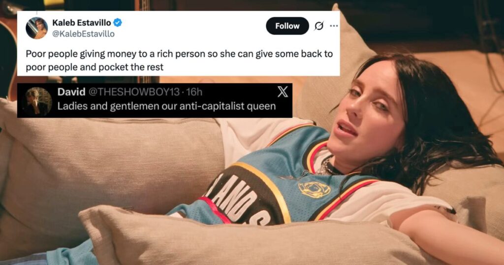 billie eilish on youtube then some comments about brand collabs