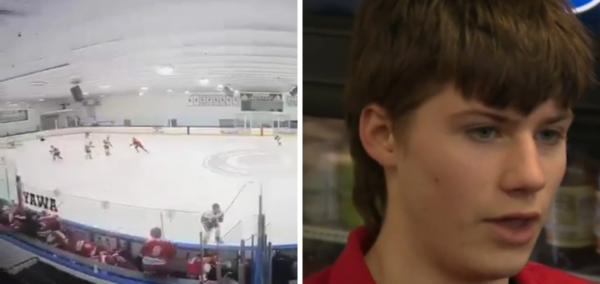 teen Rhode Island hockey game shooting