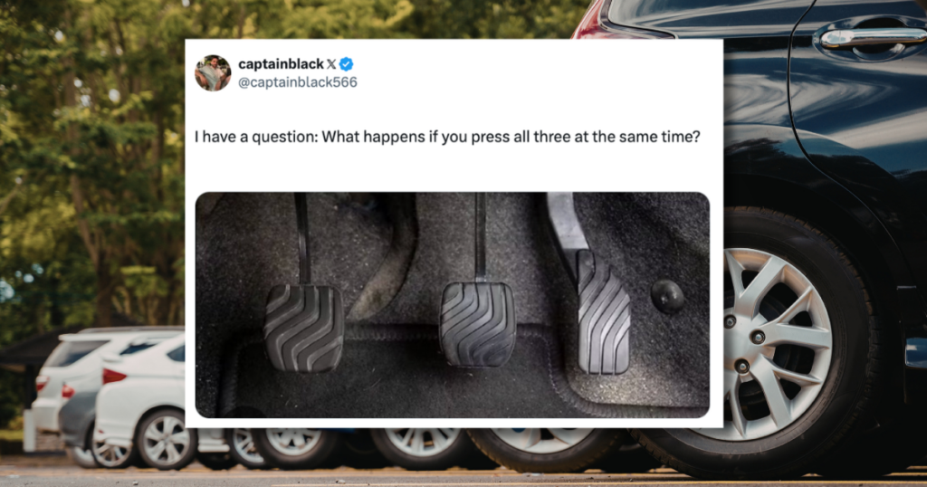 What happens if you press all three pedals in a car at once