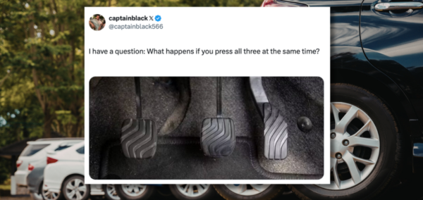 What happens if you press all three pedals in a car at once