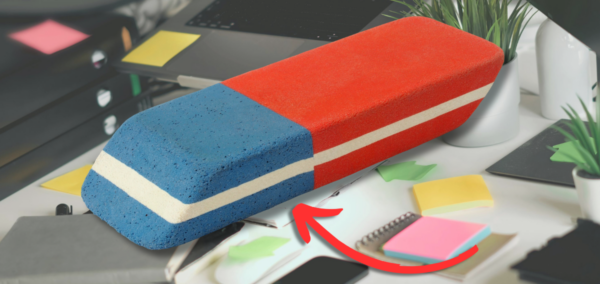 blue end of eraser